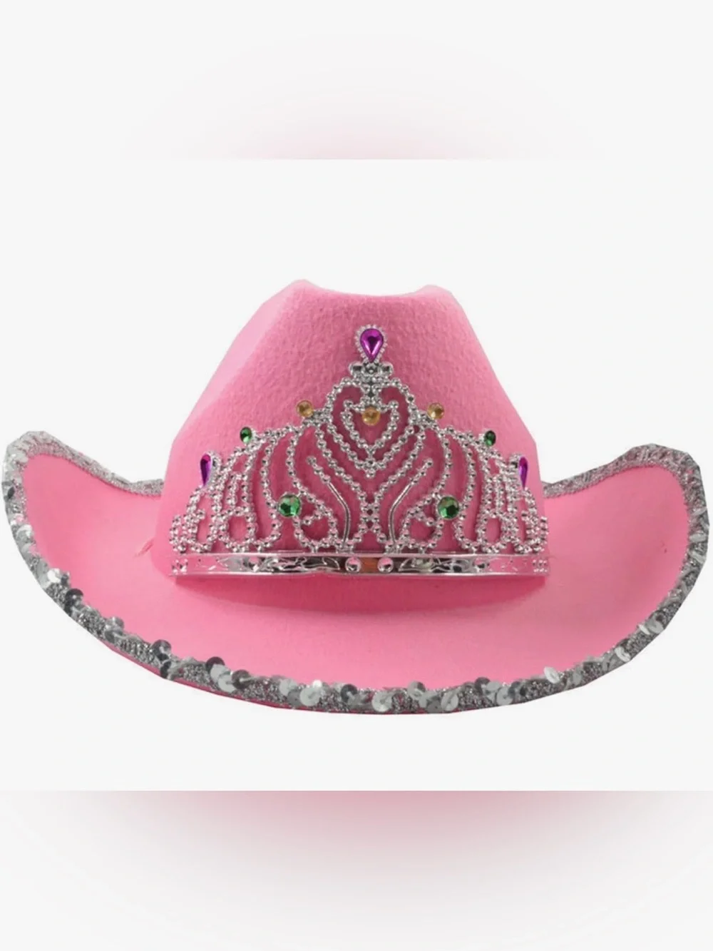 Pink with silver trim Cowgirl Hat #2, 9.84 x 14.96 x 5.15, Cowboy Hat Fedora Cow